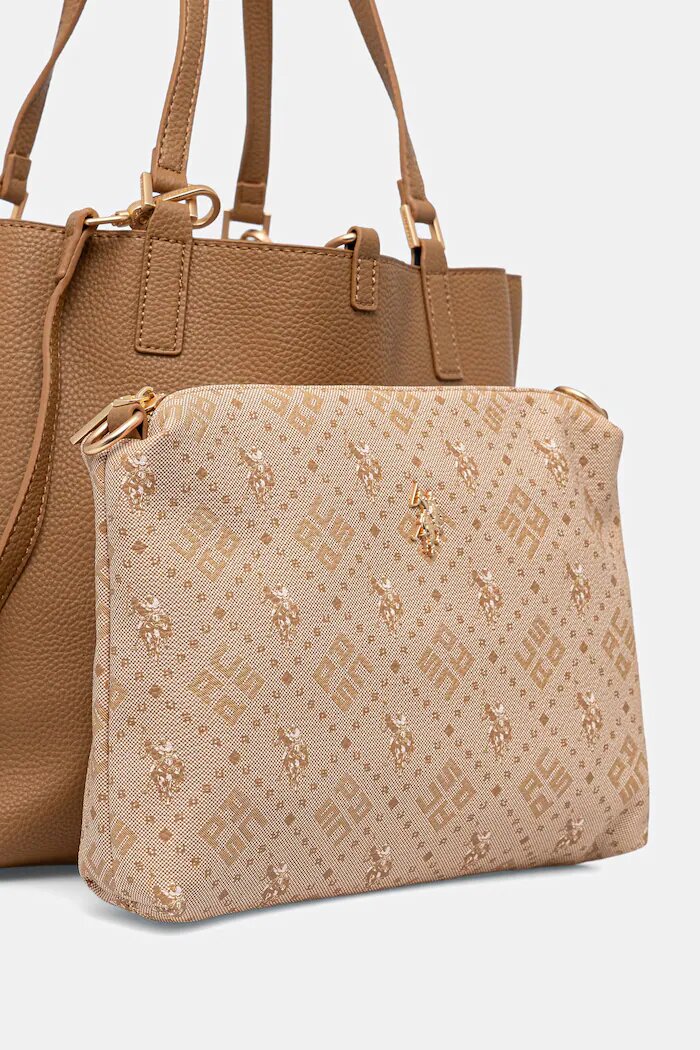 U.S. Polo Assn. шопинг чанта дамска от имитация на кожа Malibu кафява BEUM08707WVP