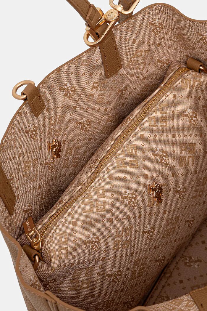 U.S. Polo Assn. шопинг чанта дамска от имитация на кожа Malibu кафява BEUM08707WVP