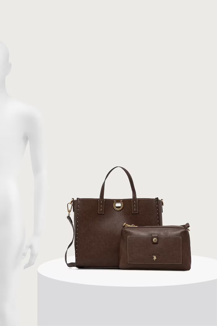 U.S. Polo Assn. шопинг чанта дамска от имитация на кожа MIDDLETON кафява BIU0M8869WVP