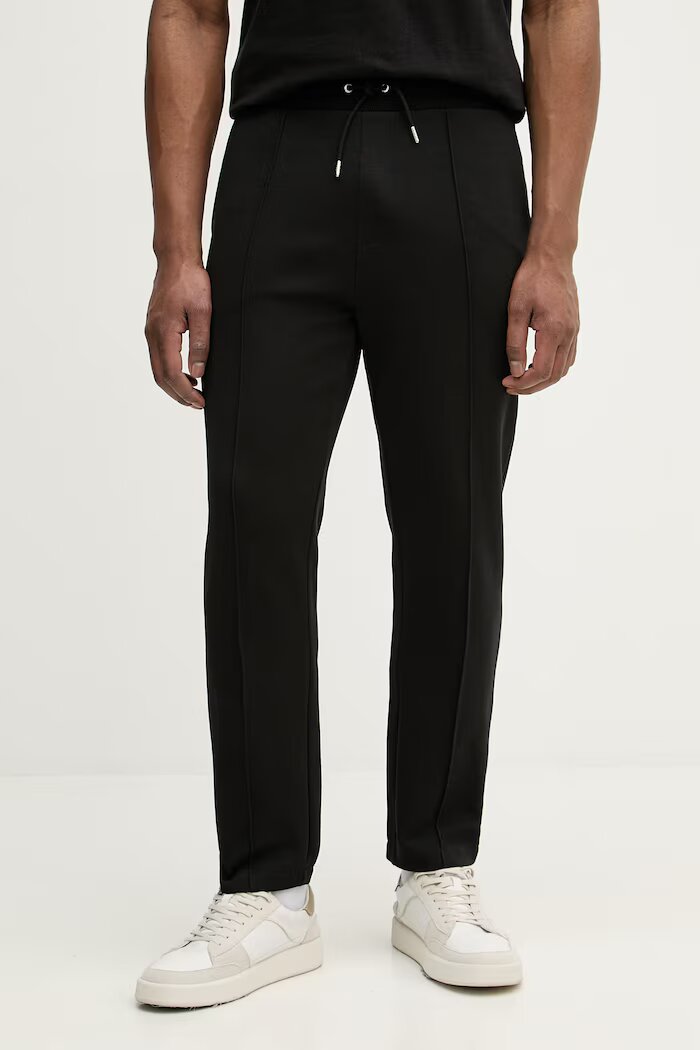 U.S. Polo Assn. спортен панталон мъжки с памук INTERLOCK PINTUCK JOGGER черен със стандартна талия MUP4661
