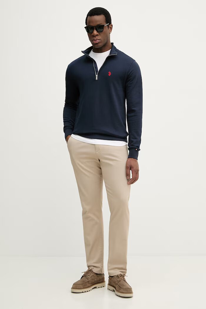 U.S. Polo Assn. суичър мъжки с памук DHM LB 1/4 ZIP тъмносин MUP3359