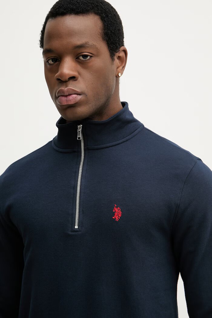 U.S. Polo Assn. суичър мъжки с памук DHM LB 1/4 ZIP тъмносин MUP3359
