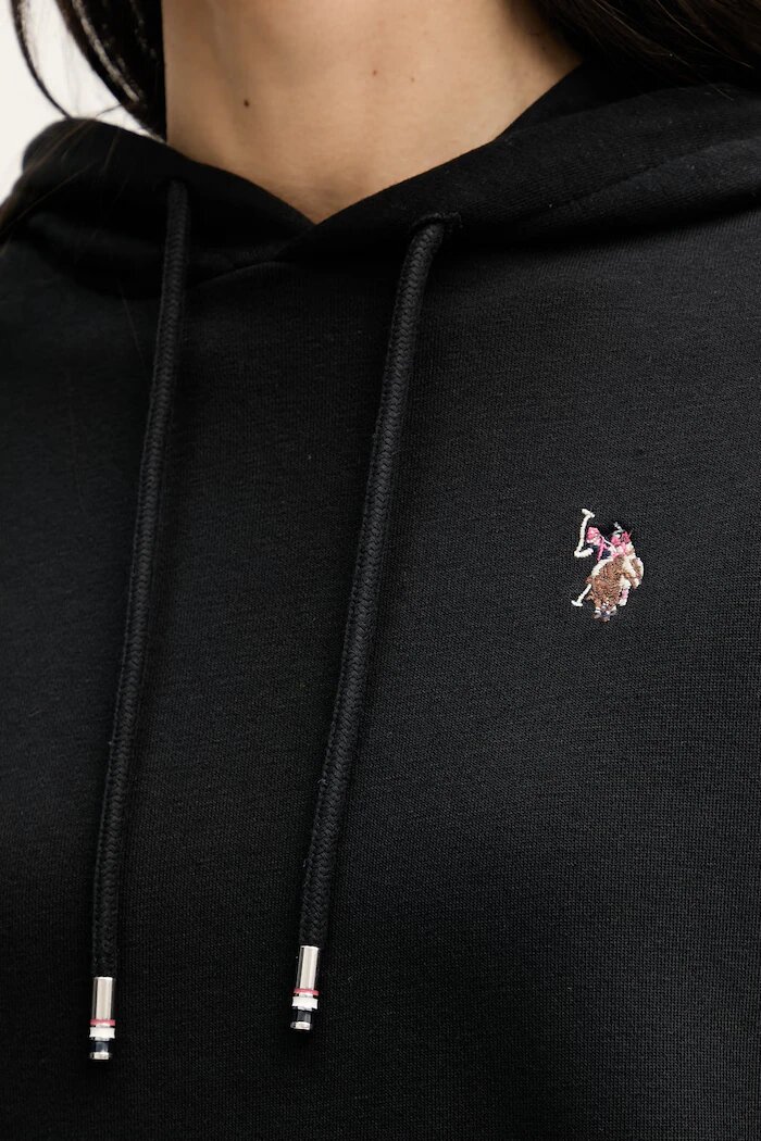 U.S. Polo Assn. суичър с качулка дамски с памук DHM Hoodie черен WUP2541
