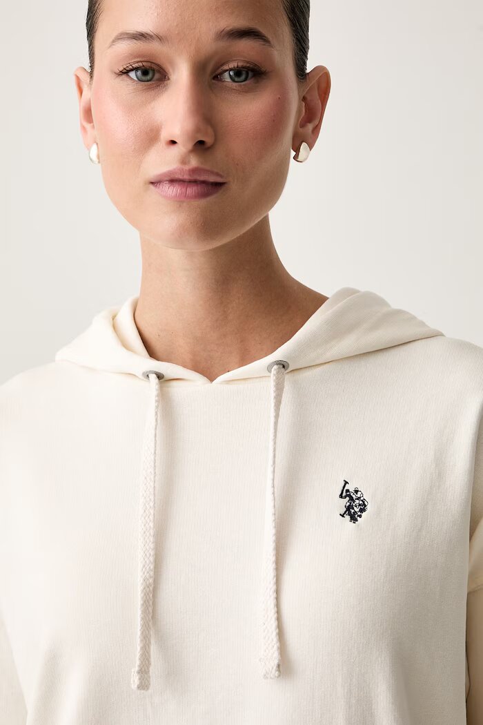 U.S. Polo Assn. суичър с качулка дамски с памук DHM LB бежов WUP1674
