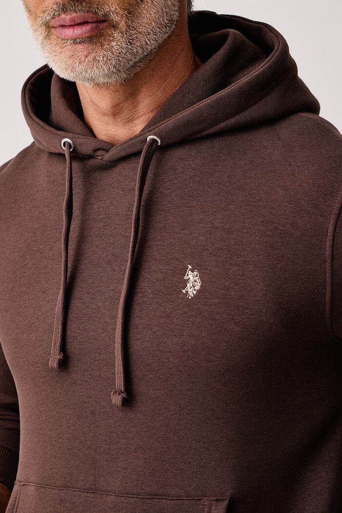 U.S. Polo Assn. суичър с качулка мъжки с памук DHM BB кафяв MUP3529