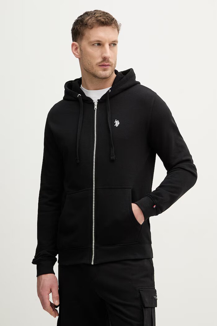 U.S. Polo Assn. Суичър с цип мъжки с памук DHM LB черен MUP4413