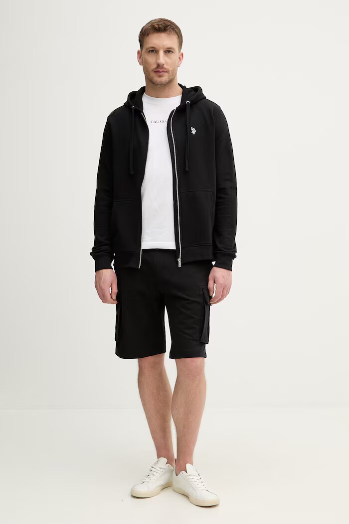 U.S. Polo Assn. Суичър с цип мъжки с памук DHM LB черен MUP4413
