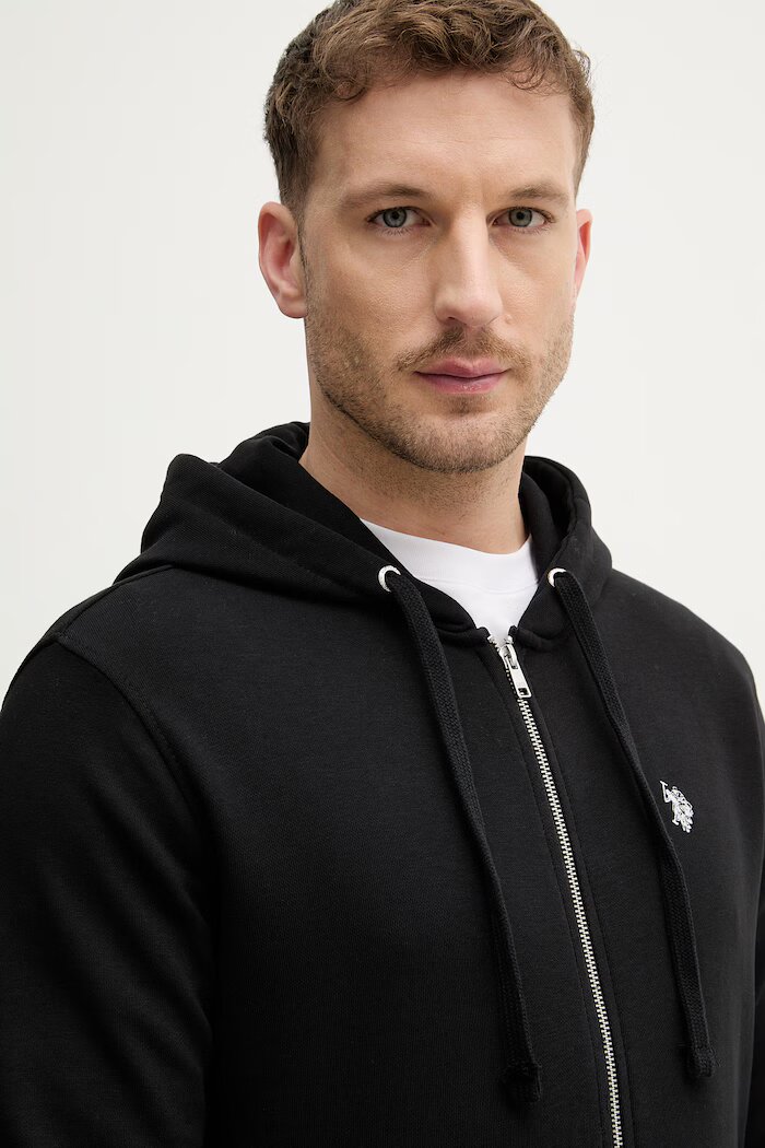 U.S. Polo Assn. Суичър с цип мъжки с памук DHM LB черен MUP4413