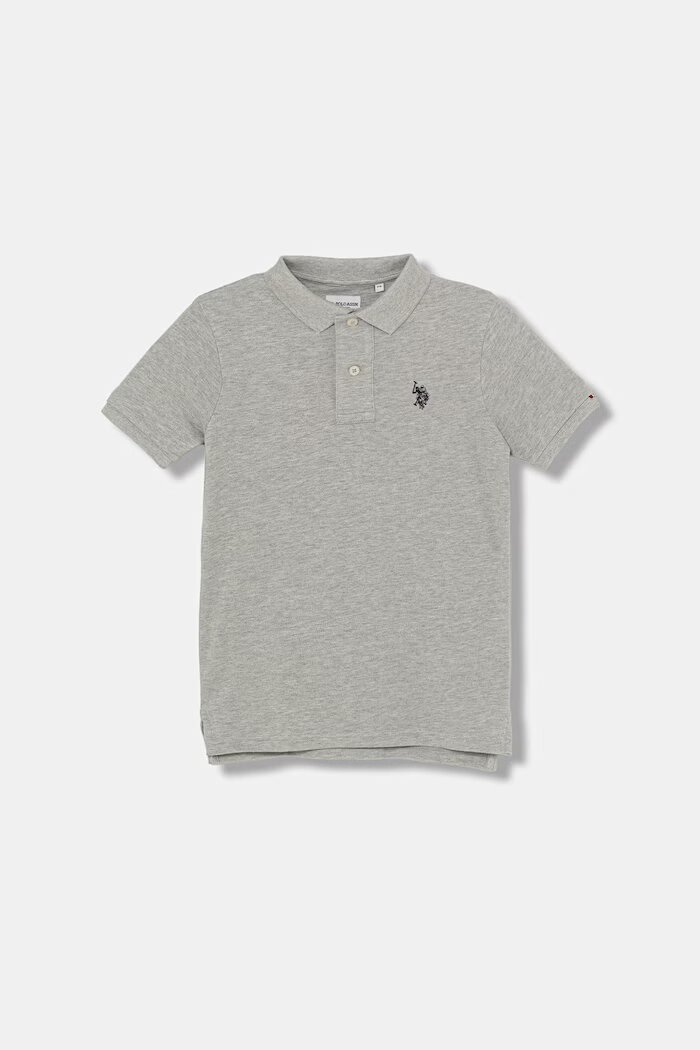 U.S. Polo Assn. тениска с яка за деца от памук сива USP2369