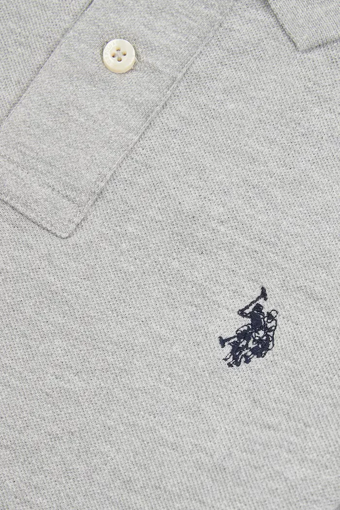U.S. Polo Assn. тениска с яка за деца от памук сива USP2369
