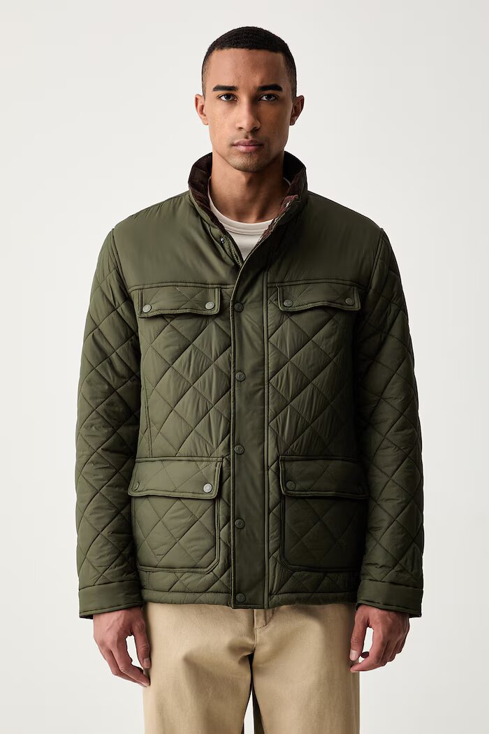 U.S. Polo Assn. яке мъжко DIAMOND QUILTED FUNNEL зелено MUP3790
