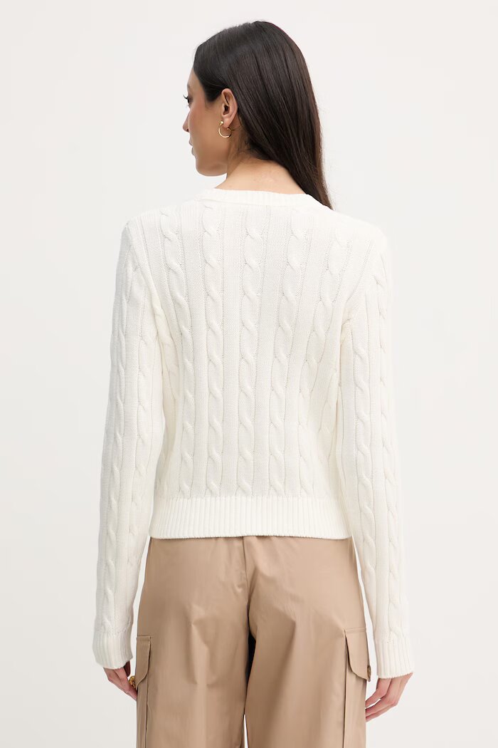 U.S. Polo Assn. жилетка дамска от памук CABLE KNIT бежова WUP0400