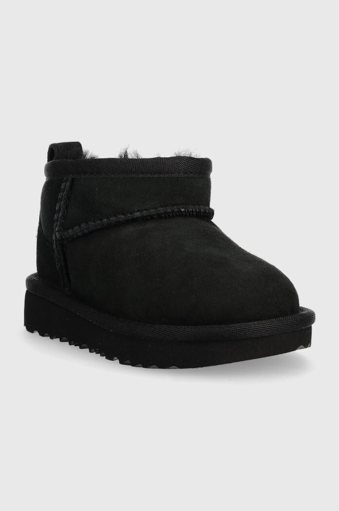 UGG апески за деца от велур CLASSIC ULTRA MINI черни 1130750T
