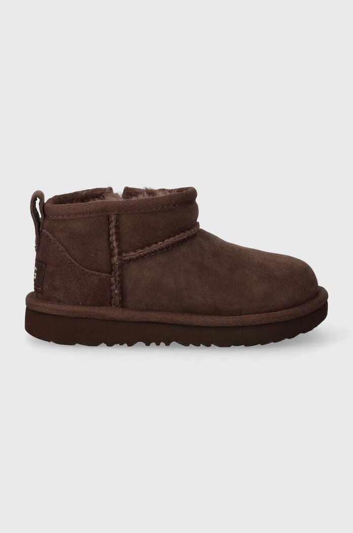 UGG апески за деца от велур CLASSIC ULTRA MINI кафяви 1130750T