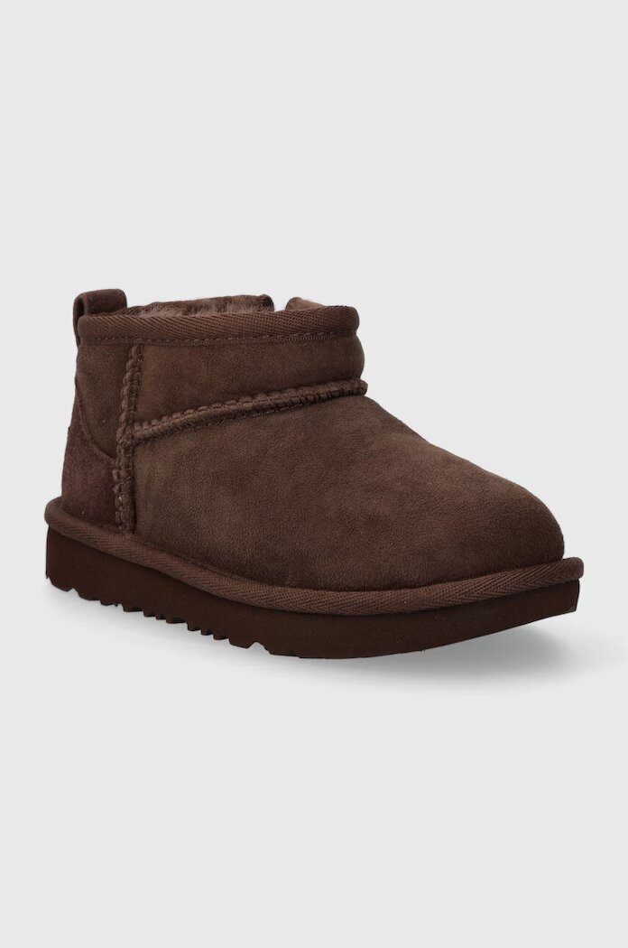 UGG апески за деца от велур CLASSIC ULTRA MINI кафяви 1130750T