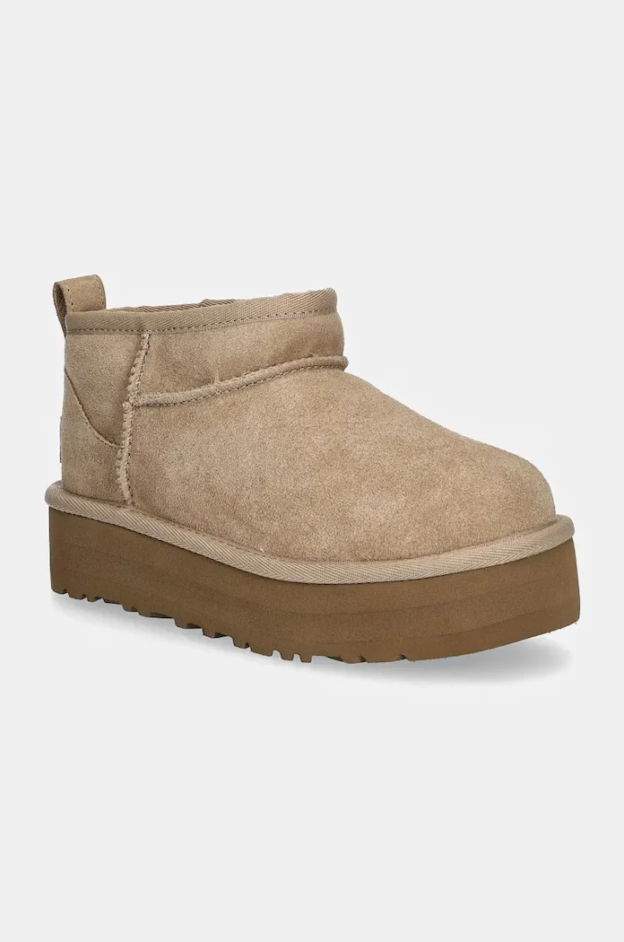 UGG апески за деца от велур CLASSIC ULTRA MINPLATFORM бежови 1157791K