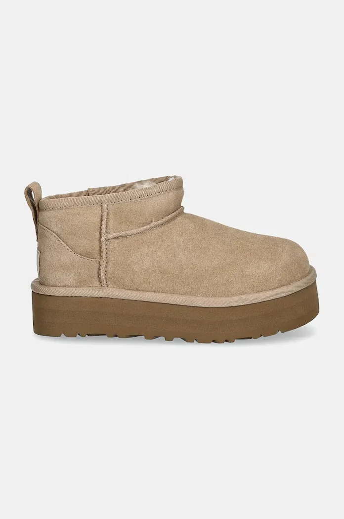 UGG апески за деца от велур CLASSIC ULTRA MINPLATFORM бежови 1157791K