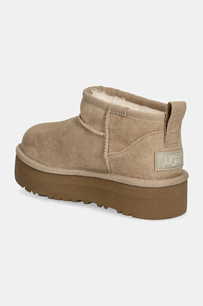 UGG апески за деца от велур CLASSIC ULTRA MINPLATFORM бежови 1157791K
