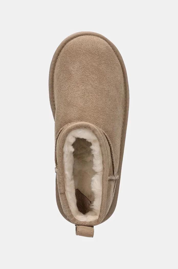 UGG апески за деца от велур CLASSIC ULTRA MINPLATFORM бежови 1157791K
