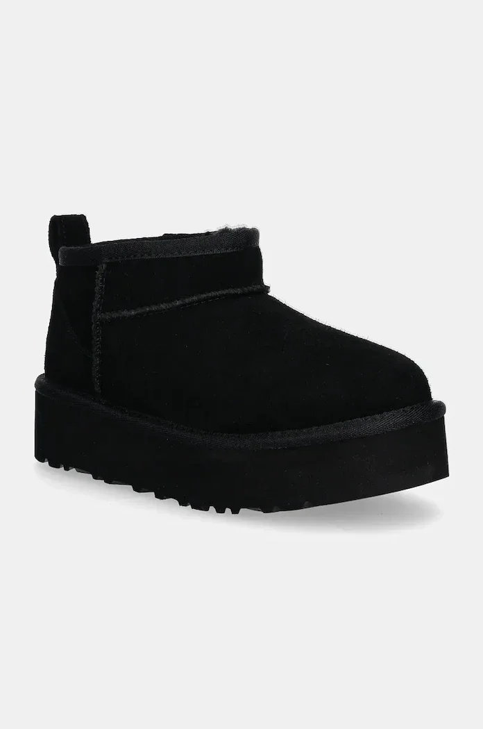 UGG апески за деца от велур CLASSIC ULTRA MINPLATFORM черни 1157791K