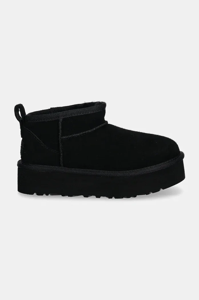 UGG апески за деца от велур CLASSIC ULTRA MINPLATFORM черни 1157791K