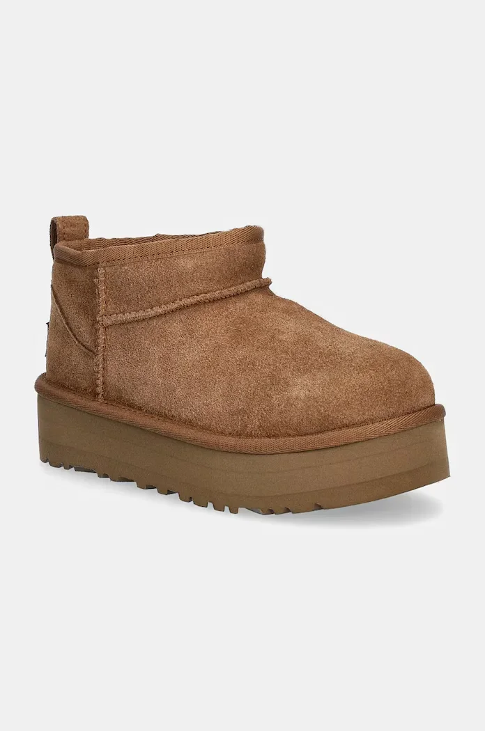 UGG апески за деца от велур CLASSIC ULTRA MINPLATFORM кафяви 1157791K