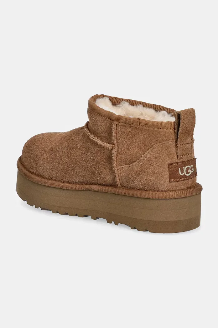 UGG апески за деца от велур CLASSIC ULTRA MINPLATFORM кафяви 1157791K