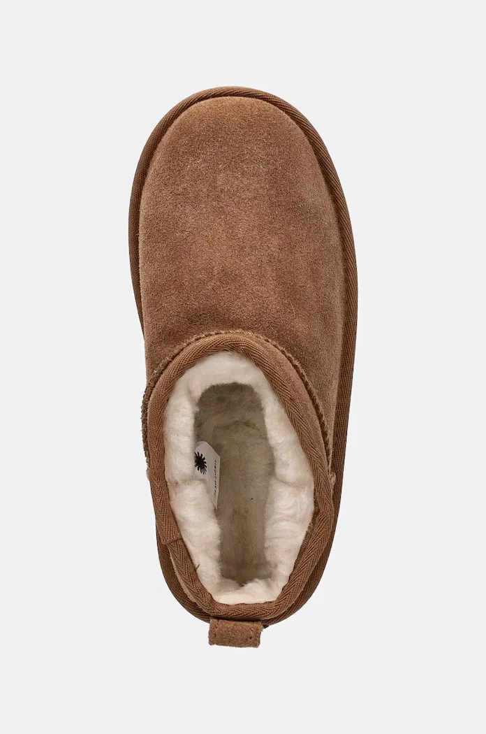 UGG апески за деца от велур CLASSIC ULTRA MINPLATFORM кафяви 1157791K