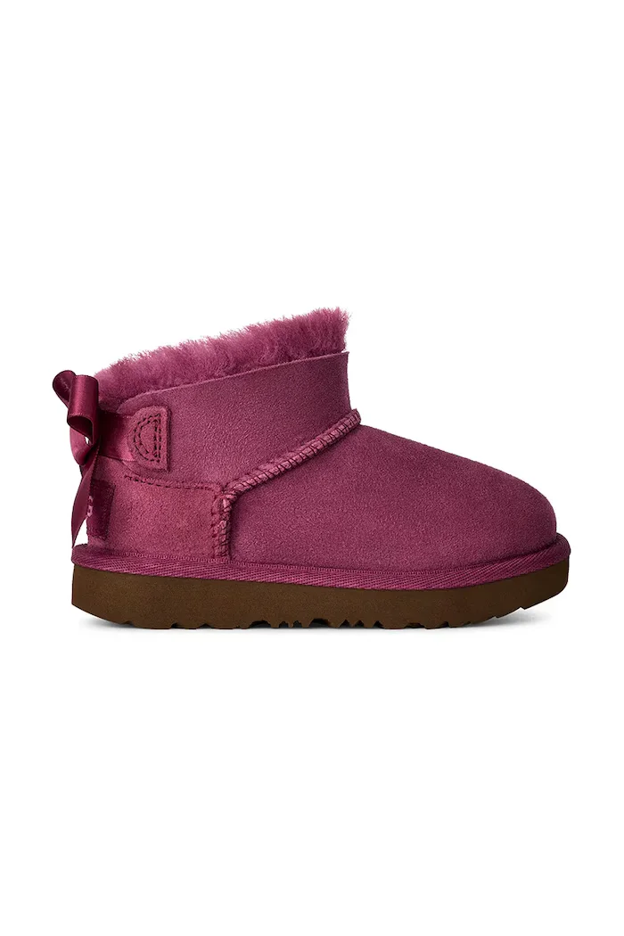 UGG апрески за деца от велур ULTRA MINBAILEY BOW бордо 1185920T