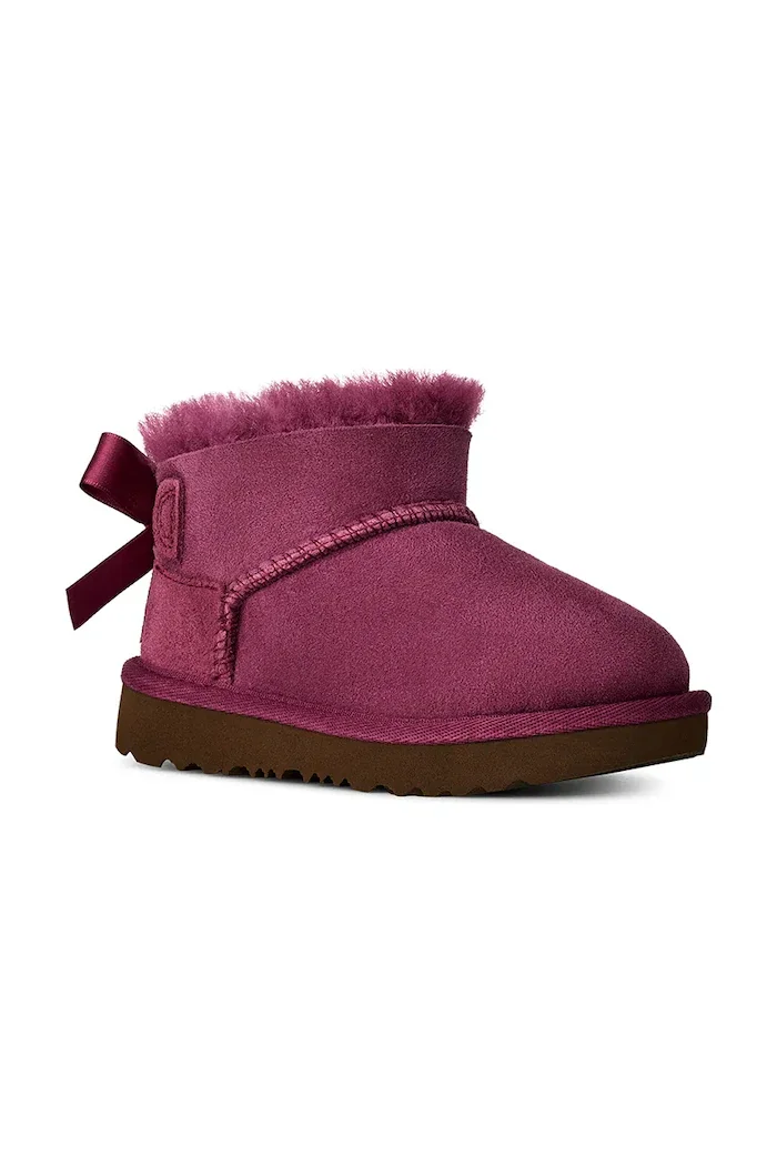 UGG апрески за деца от велур ULTRA MINBAILEY BOW бордо 1185920T