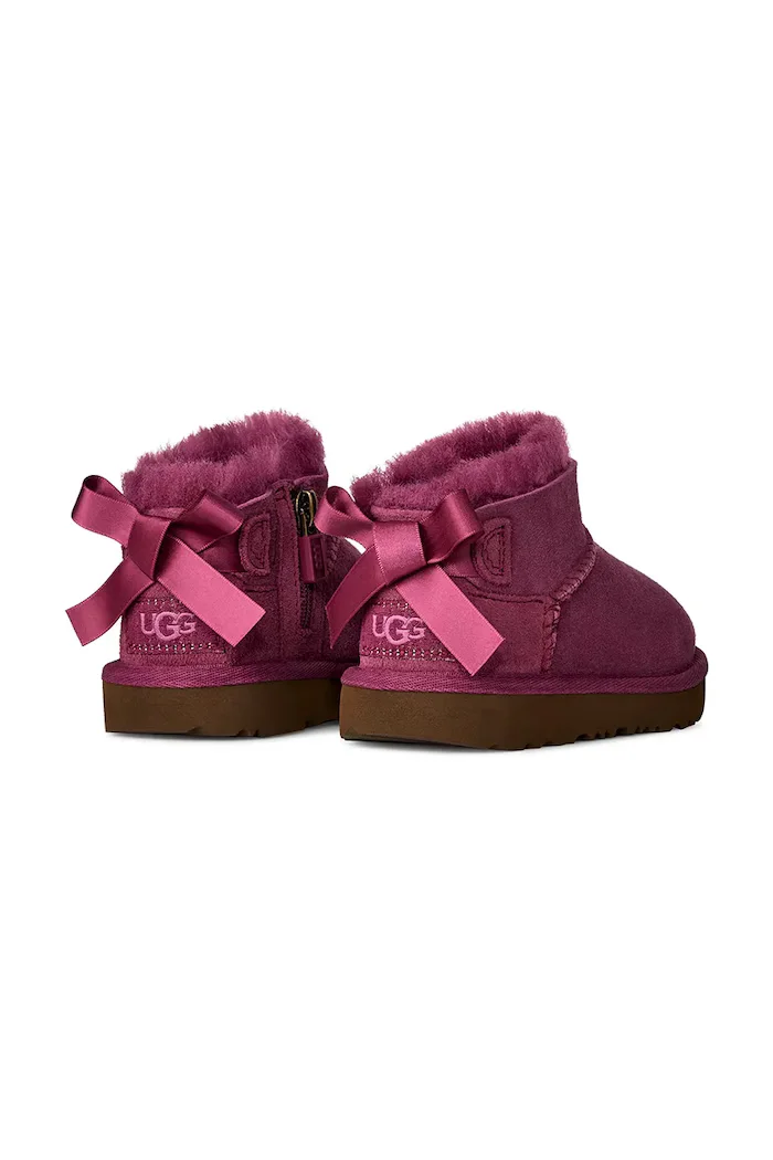 UGG апрески за деца от велур ULTRA MINBAILEY BOW бордо 1185920T