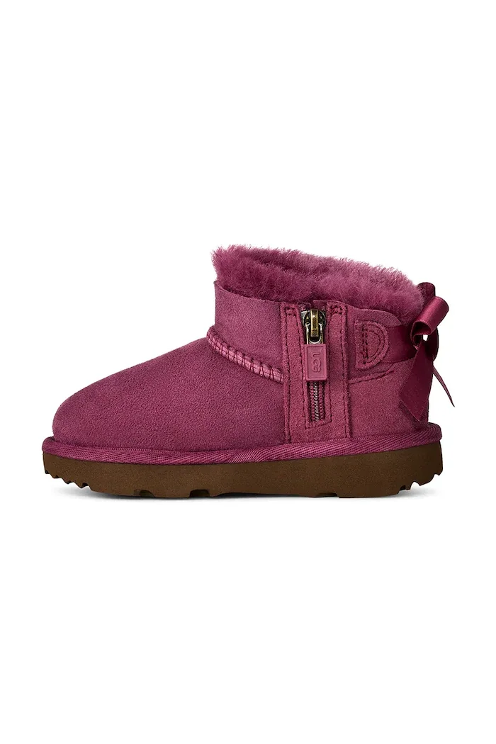 UGG апрески за деца от велур ULTRA MINBAILEY BOW бордо 1185920T