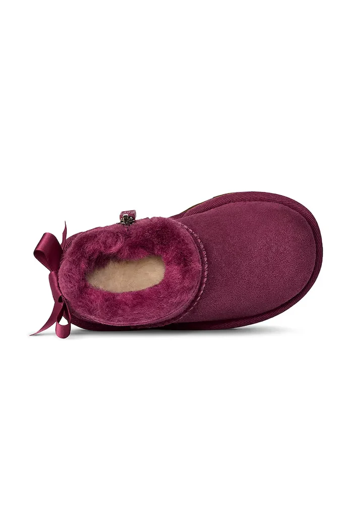 UGG апрески за деца от велур ULTRA MINBAILEY BOW бордо 1185920T
