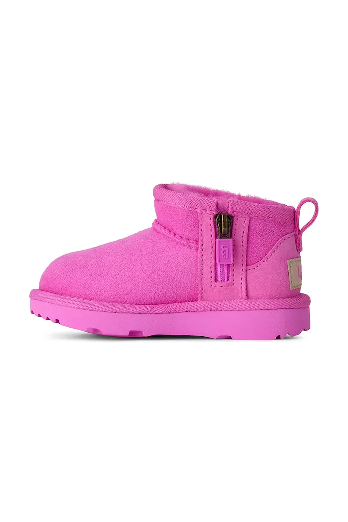 UGG апрески зимни обувки за деца от велур CLASSIC ULTRA MINI розови 1130750T
