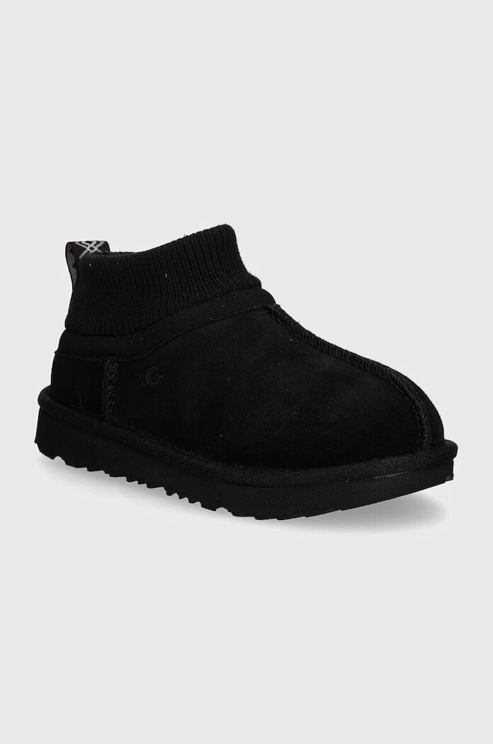 UGG апрески зимни обувки за деца от велур CLASSIC ULTRA STRETCH CUFF черни 1157702T