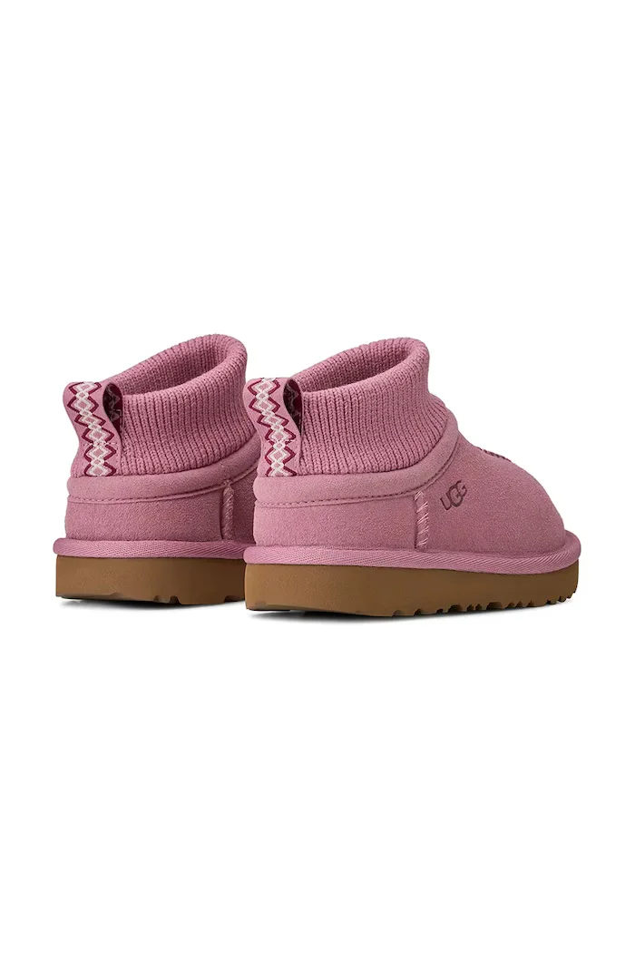 UGG апрески зимни обувки за деца от велур CLASSIC ULTRA STRETCH CUFF розови 1157702T