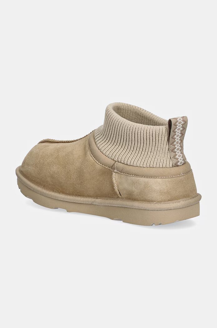 UGG апрески зимни обувки за деца от велур KIDS' CLASSIC ULTRA STRETCH CUFF бежови 1157702K