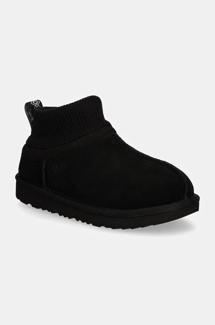 UGG апрески зимни обувки за деца от велур KIDS' CLASSIC ULTRA STRETCH CUFF черни 1157702K