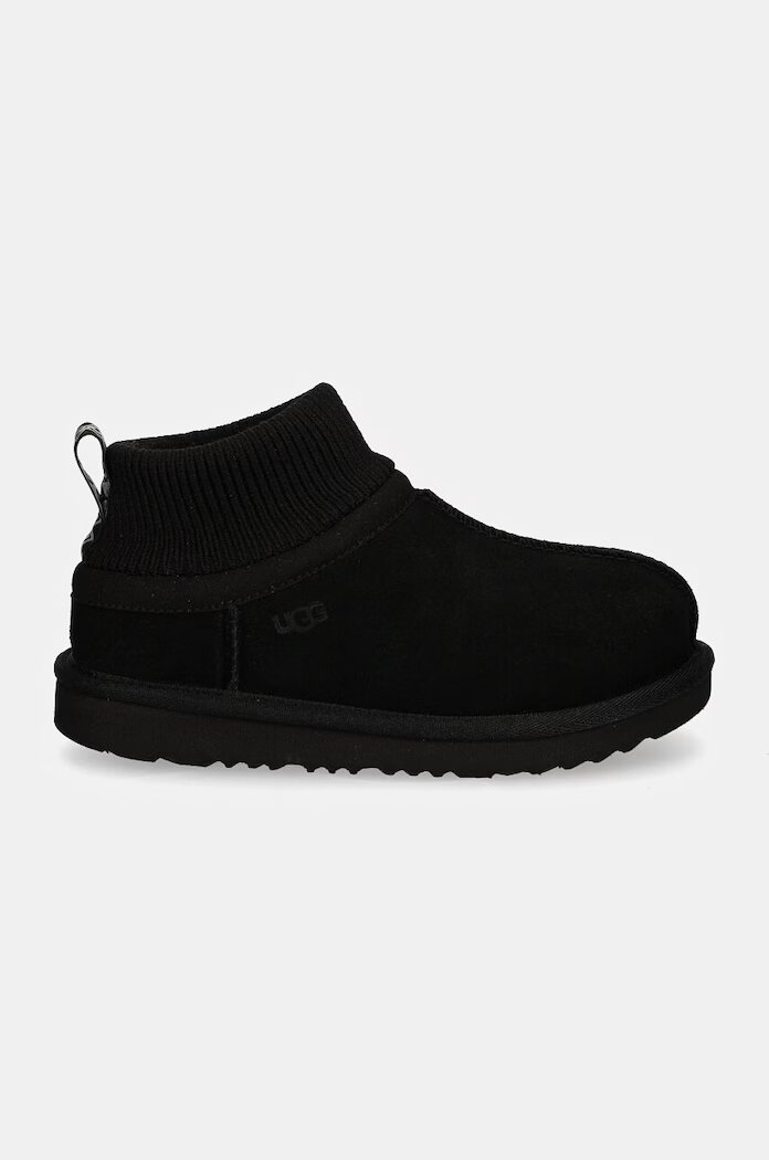 UGG апрески зимни обувки за деца от велур KIDS' CLASSIC ULTRA STRETCH CUFF черни 1157702K