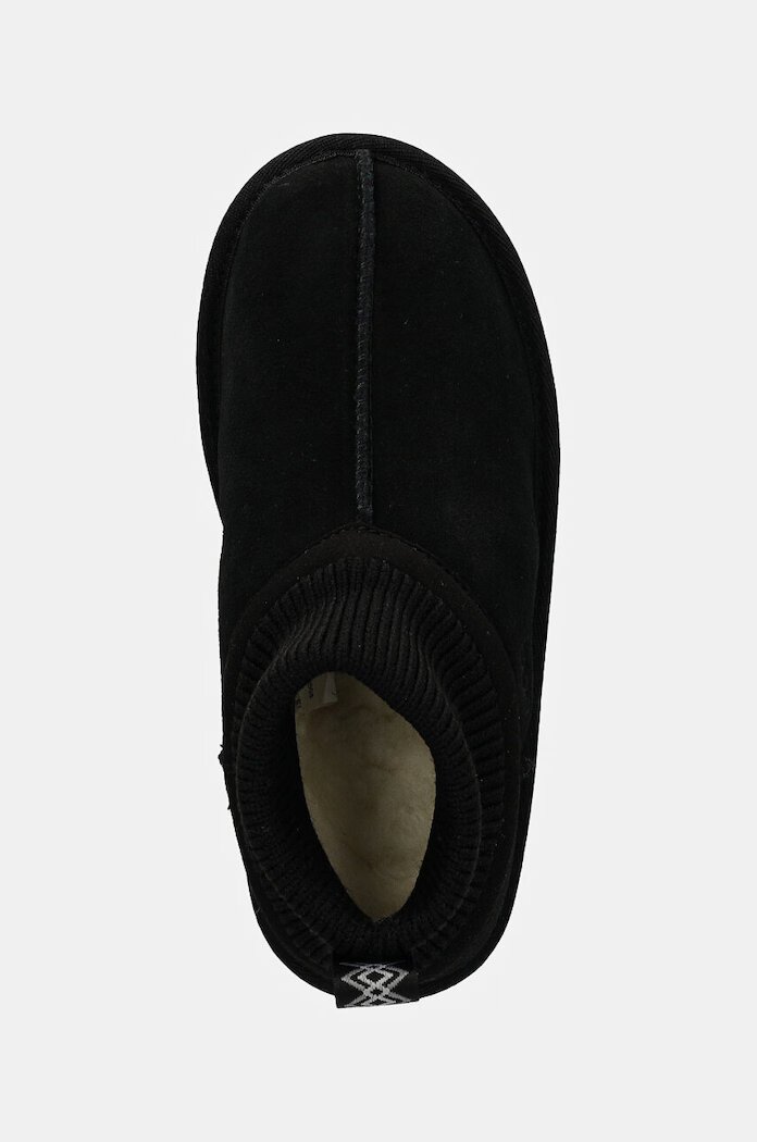 UGG апрески зимни обувки за деца от велур KIDS' CLASSIC ULTRA STRETCH CUFF черни 1157702K