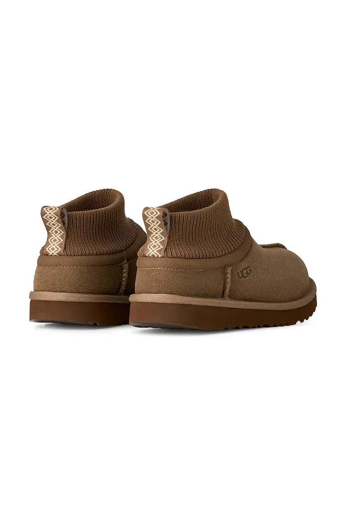 UGG апрески зимни обувки за деца от велур KIDS' CLASSIC ULTRA STRETCH CUFF кафяви 1157702K