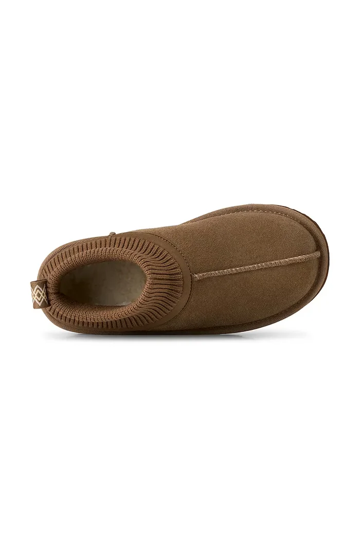 UGG апрески зимни обувки за деца от велур KIDS' CLASSIC ULTRA STRETCH CUFF кафяви 1157702K