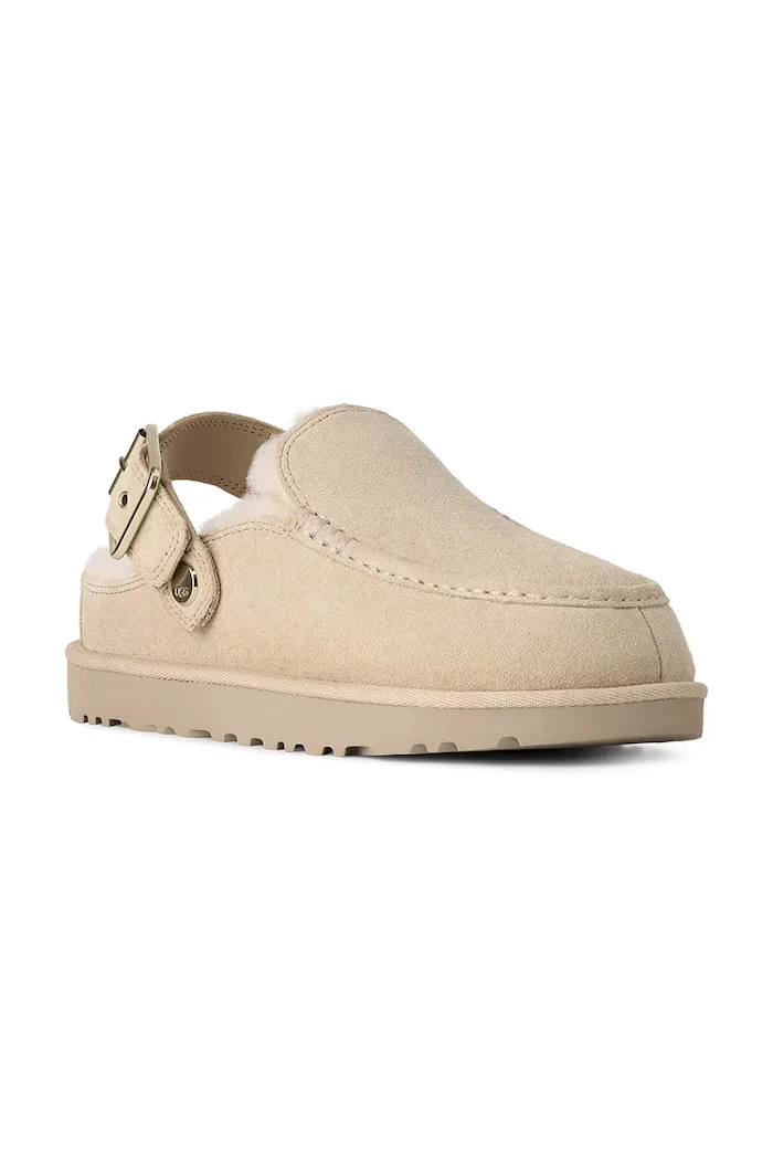 UGG чехли дамски от велур W Goldenstar Evelina Clog бежови 1180251.SNDC