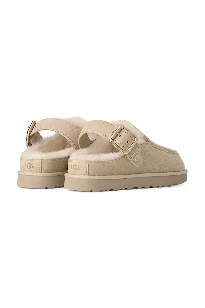 UGG чехли дамски от велур W Goldenstar Evelina Clog бежови 1180251.SNDC