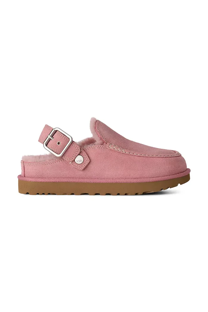 UGG чехли дамски от велур W Goldenstar Evelina Clog розови 1180251.DYR