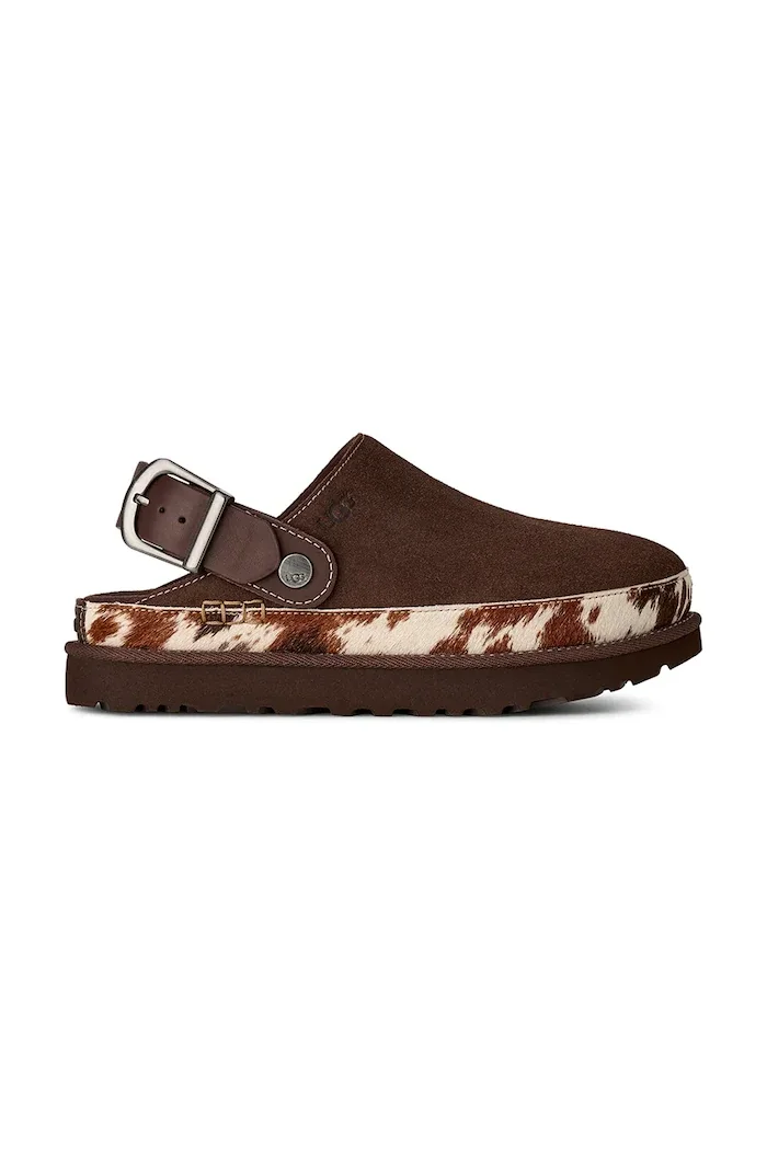 UGG чехли дамски от велур W Goldenstar Western Clog кафяви 1180250.BCDR