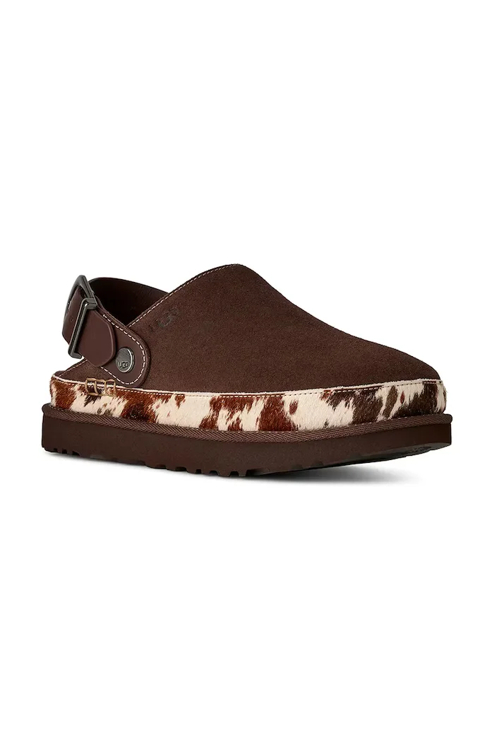 UGG чехли дамски от велур W Goldenstar Western Clog кафяви 1180250.BCDR
