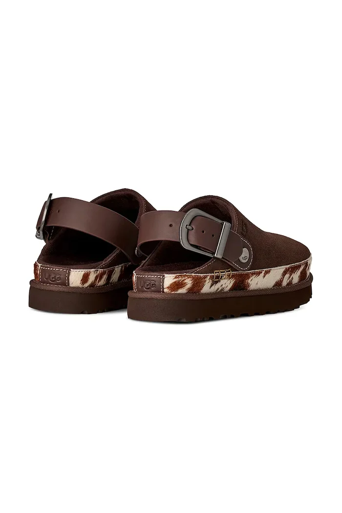 UGG чехли дамски от велур W Goldenstar Western Clog кафяви 1180250.BCDR