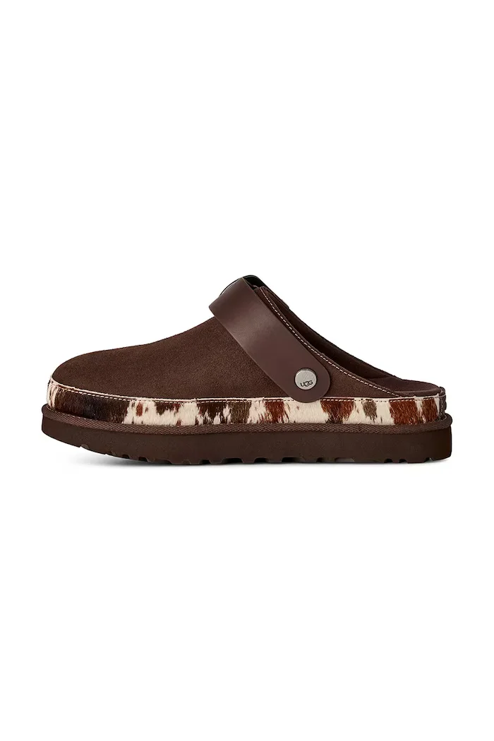 UGG чехли дамски от велур W Goldenstar Western Clog кафяви 1180250.BCDR