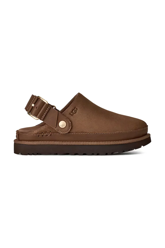 UGG чехли сабо дамски от набук W Goldenstar Villa Clog кафяви 1169590.DKC